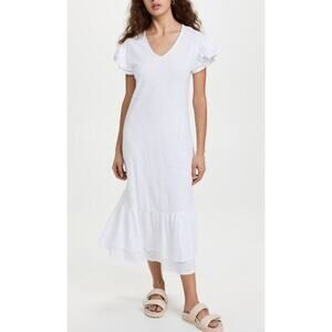 Z Supply Zella White Tee Shirt Midi Ruffle Dress Casual Basic NWT Medium